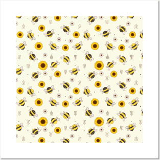 Buzzing Beehive Joy - Cute Bees Pattern Design Posters and Art